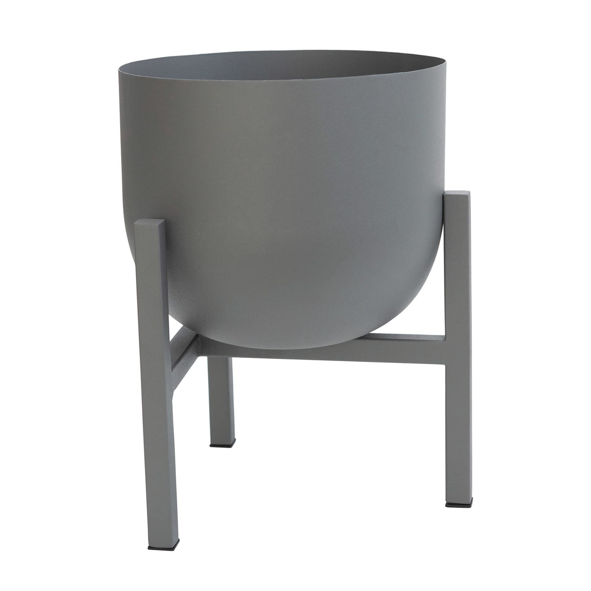 Bloomingville Textured Metal Stands, Set Of 2 Planter Pot, Grey, 2