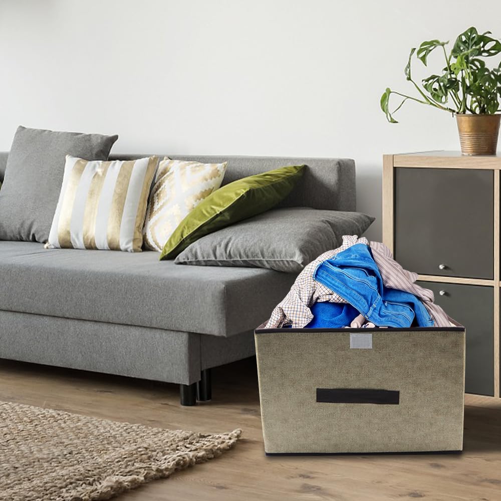 Lele Life Foldable Storage Box With Dustproof Lid And Handle, Foldable Storage Bin Collapsible Storage Organizer For Closet, Bed