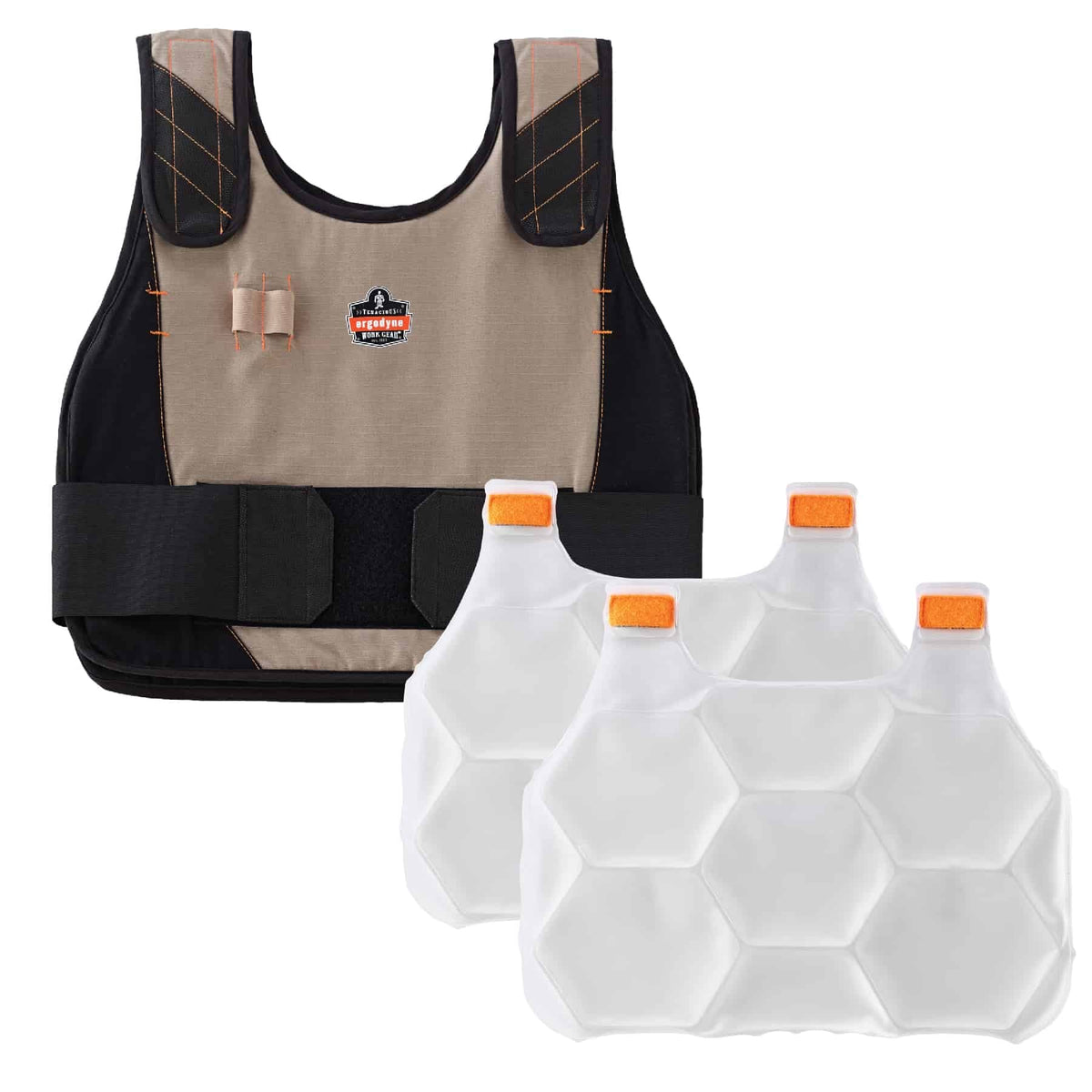Ergodyne unisex adult + Premium FR Phase Change Cooling Vest Packs, Khaki, Small-Medium US