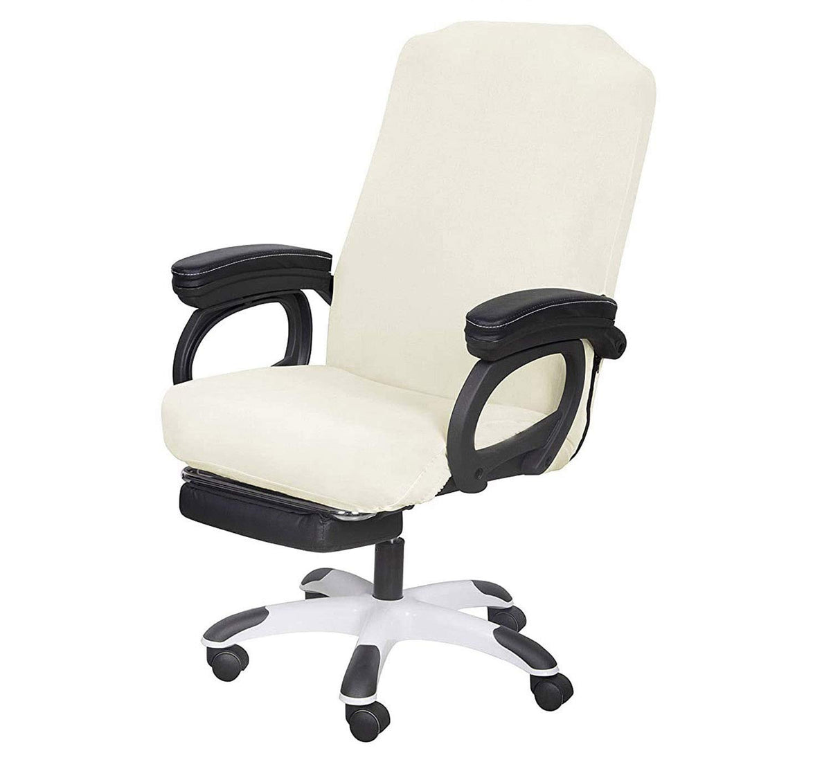 Saraflora Office Chair Covers- Medium, Ivory- Removable Computer Chair Covers For Office Chair With Zipper For Universal Rotatin