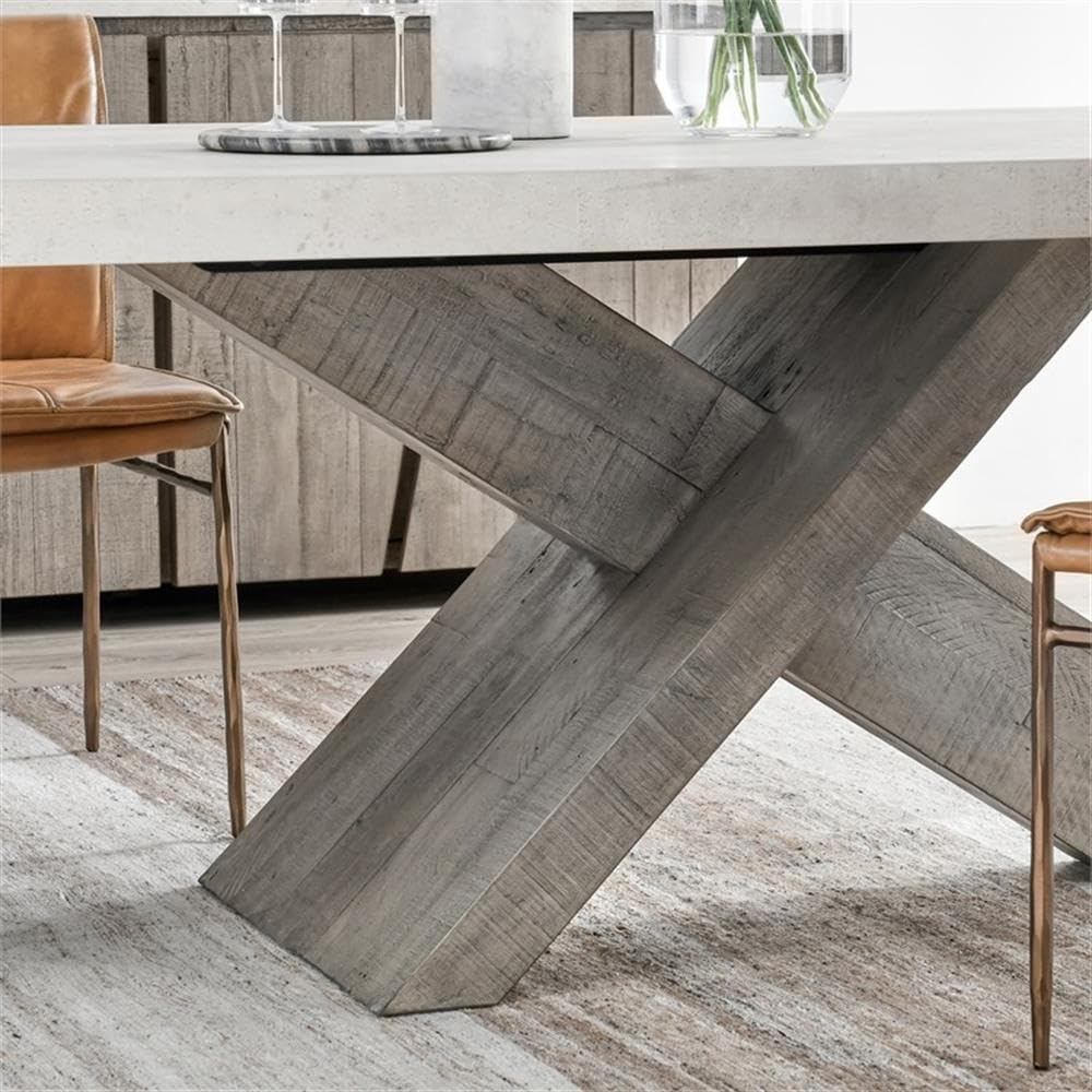 Kosas Home Durant 84" Transitional Wood Dining Table in Antique White