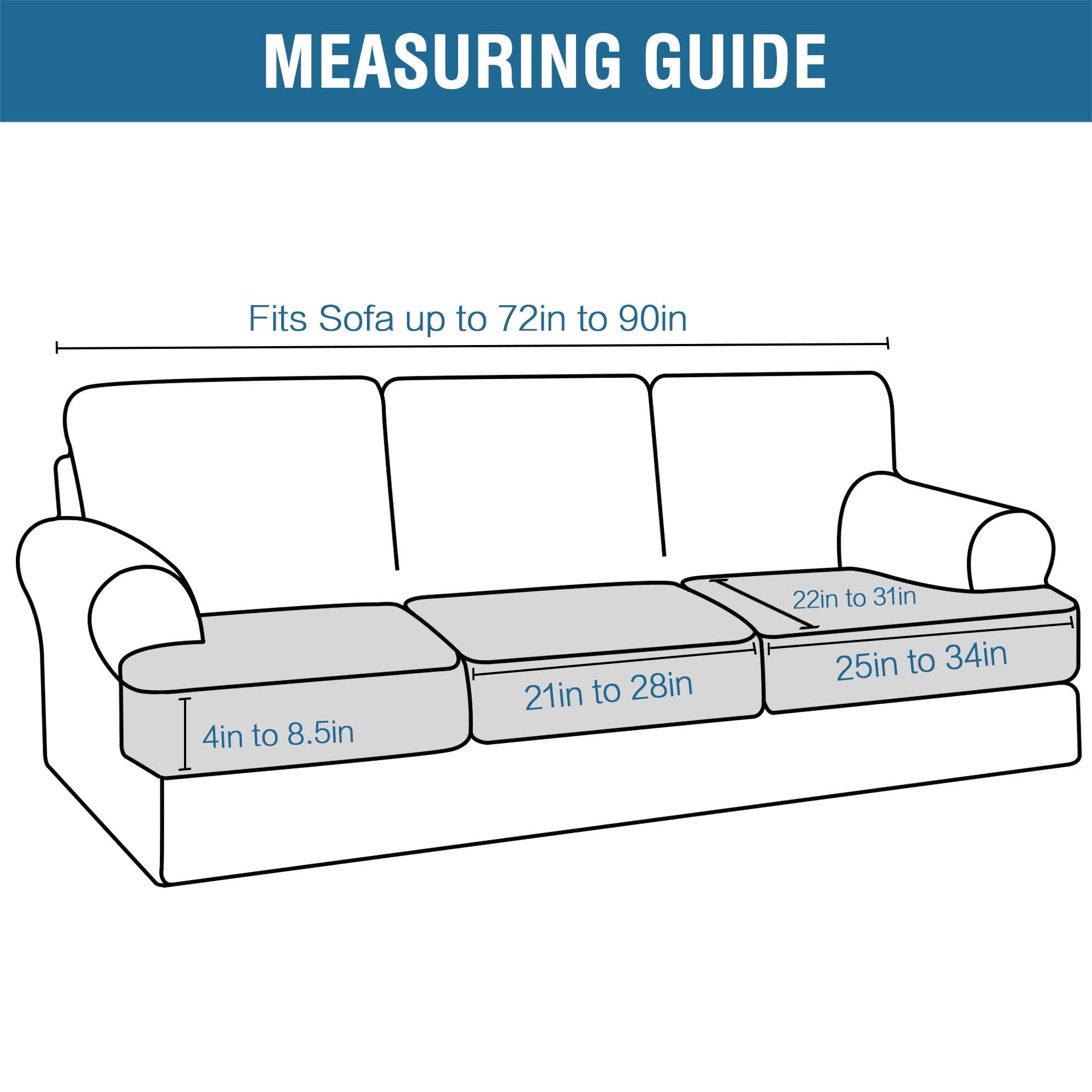H.Versailtex Stretch 3 Piece T Cushion Sofa Slipcovers Individually Sofa Cushion Covers For 3 Cushion Couch Sofa Seat Cushion Covers With Elastic Bands Featuring Thicker Jacquard Fabric, Taupe