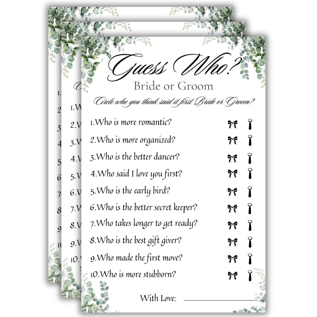 The Decor Cycle, 30 in a pack, Bride or Groom game, Mr. and Mrs. traits Advice and wishes for the couple Wedding and Pre Wedding