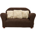 Keet Plush Childrens Sofa With Accent Pillows, Sofa For Kids Room, Kids Sofa, Toddler Sofa With Three Fluffy Pillows, Comfortable Sofa For Kids, Children Sofa, Kid Sofa, Brown And Khaki