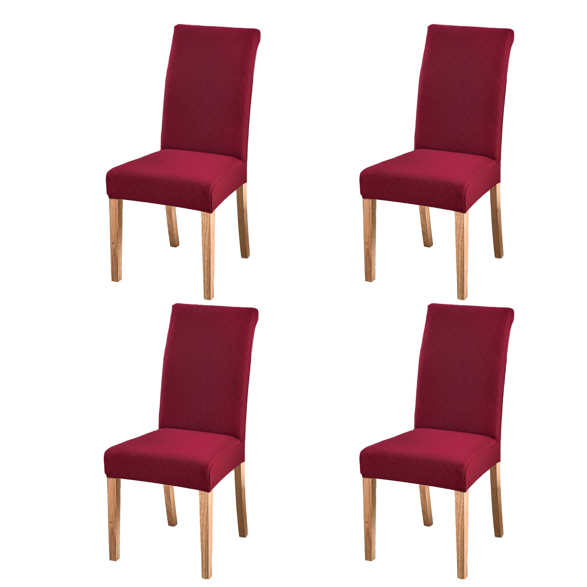 SoulFeel Set of 4 Lattice Chair Covers, Removable and Washable Stretch Spandex Jacquard Parsons Dining Room Chair Seat Protector