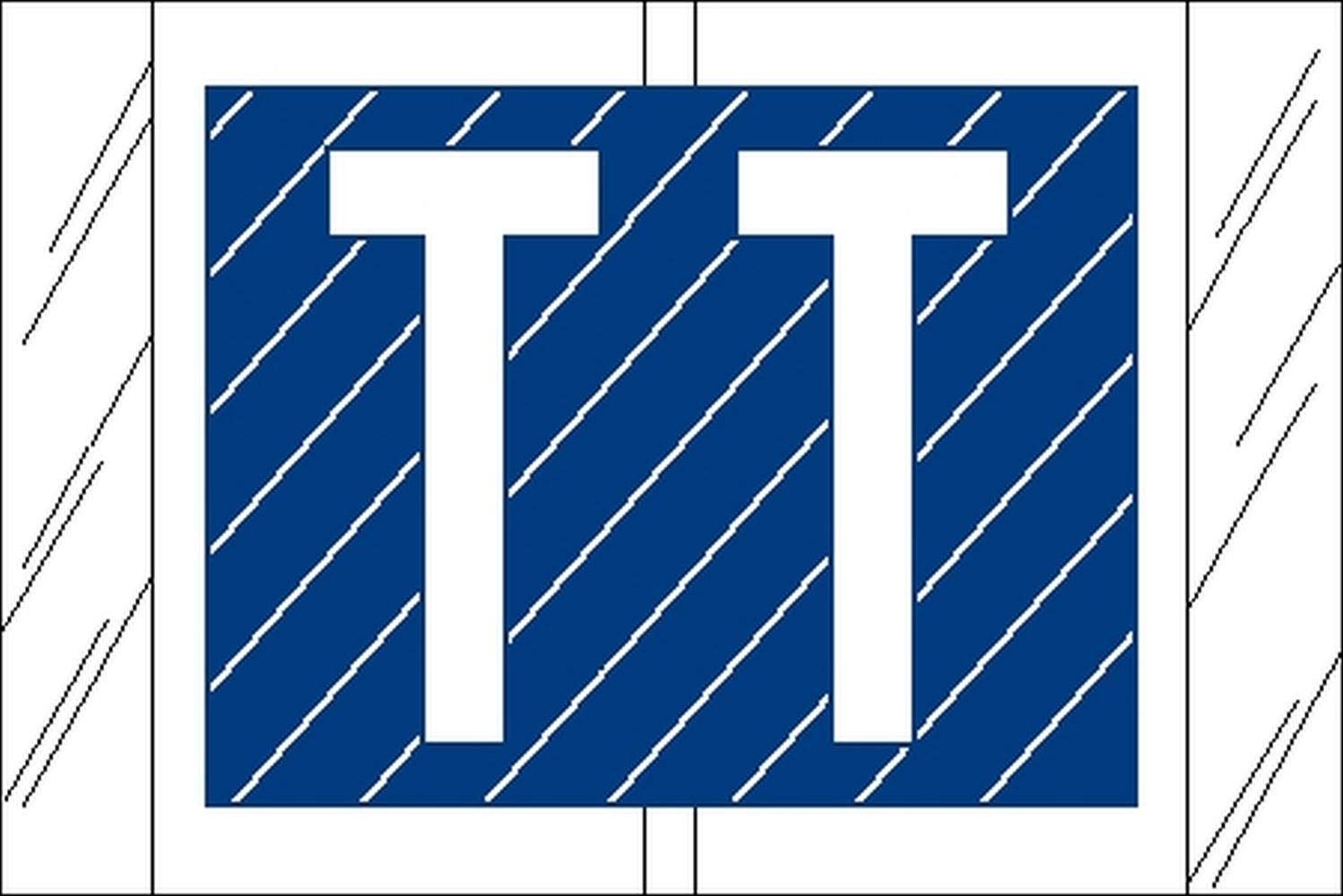 Tabbies Original Col'R'Tab 12000 Series Alpha Labels, Blue, T', 1'H X 1-1/2'W, Heavy Duty & Fade-Resistant, Made In The Usa,
