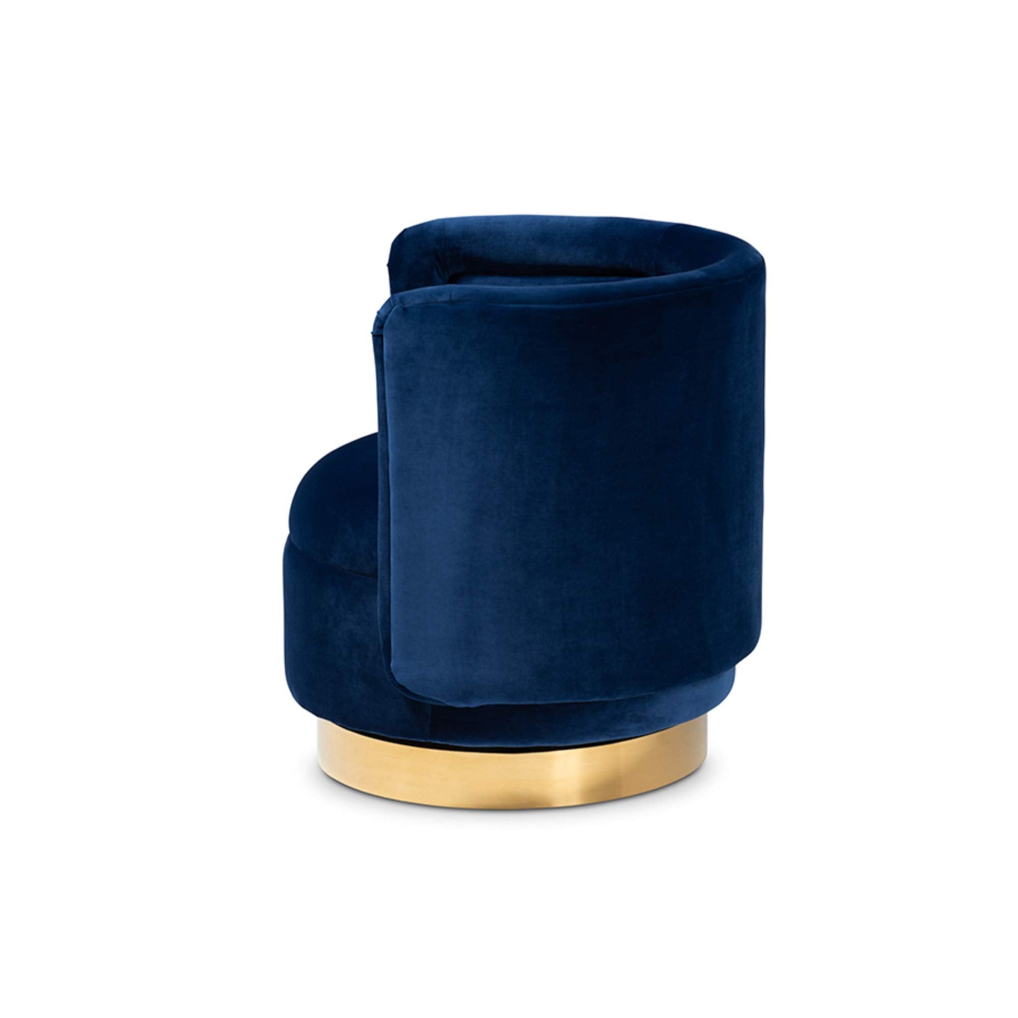 Baxton Studio Saffi Glam and Luxe Royal Blue Velvet Fabric Upholstered Gold Finished Swivel Accent Chair
