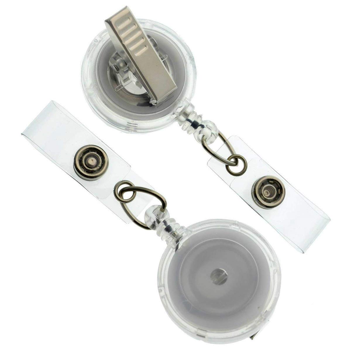 Bulk 100 Pack - Premium Clear Retractable Badge Reels With Alligator Swivel Clip On Back By Specialist Id (Translucent Clear)