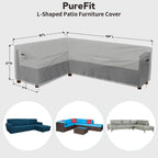Purefit Outdoor Sectional Sofa Cover Waterproof L Shaped Patio Furniture Covers For Deck, Lawn And Backyard, 83”X104” Left Facing, Gray
