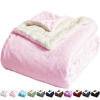 Lbro2M Sherpa Fleece Bed Blanket Queen Size Super Soft Fuzzy Plush Warm Cozy Fluffy Microfiber Couch Throw Velvet Double Reversible Luxurious Blankets,Pink