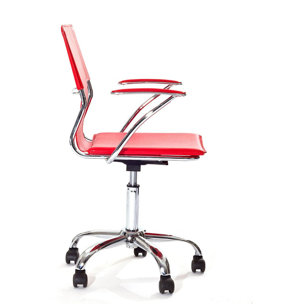 Modway Studio Faux Leather Swivel Task Office Chair in Red