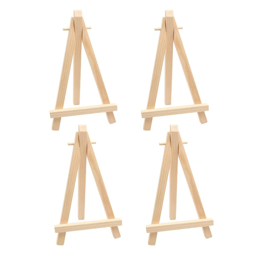 Juxiamal 4pcs Mini Wood Display Easels, Small Table Top Easels, Artist Triangle Easels for Displaying Canvas Paintings, Weddings