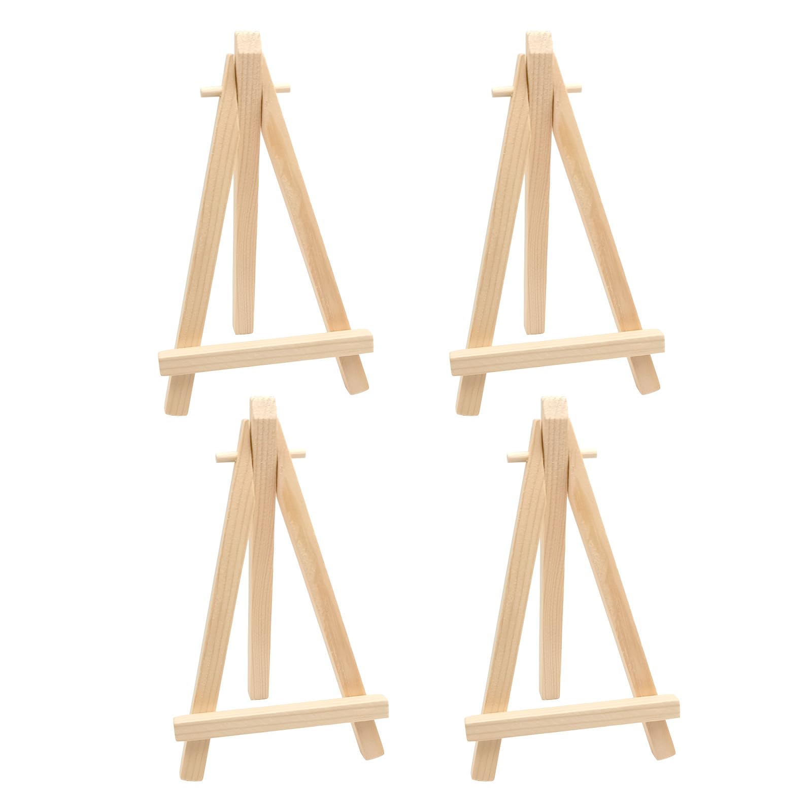 Juxiamal 4pcs Mini Wood Display Easels, Small Table Top Easels, Artist Triangle Easels for Displaying Canvas Paintings, Weddings