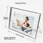 Ahago Silver Floating Frame (5''X7'', Horizontal), For Picture 4X6,3X5,2X3, Tabletop Shelf Photo Frame, Modern Minimalist Style,