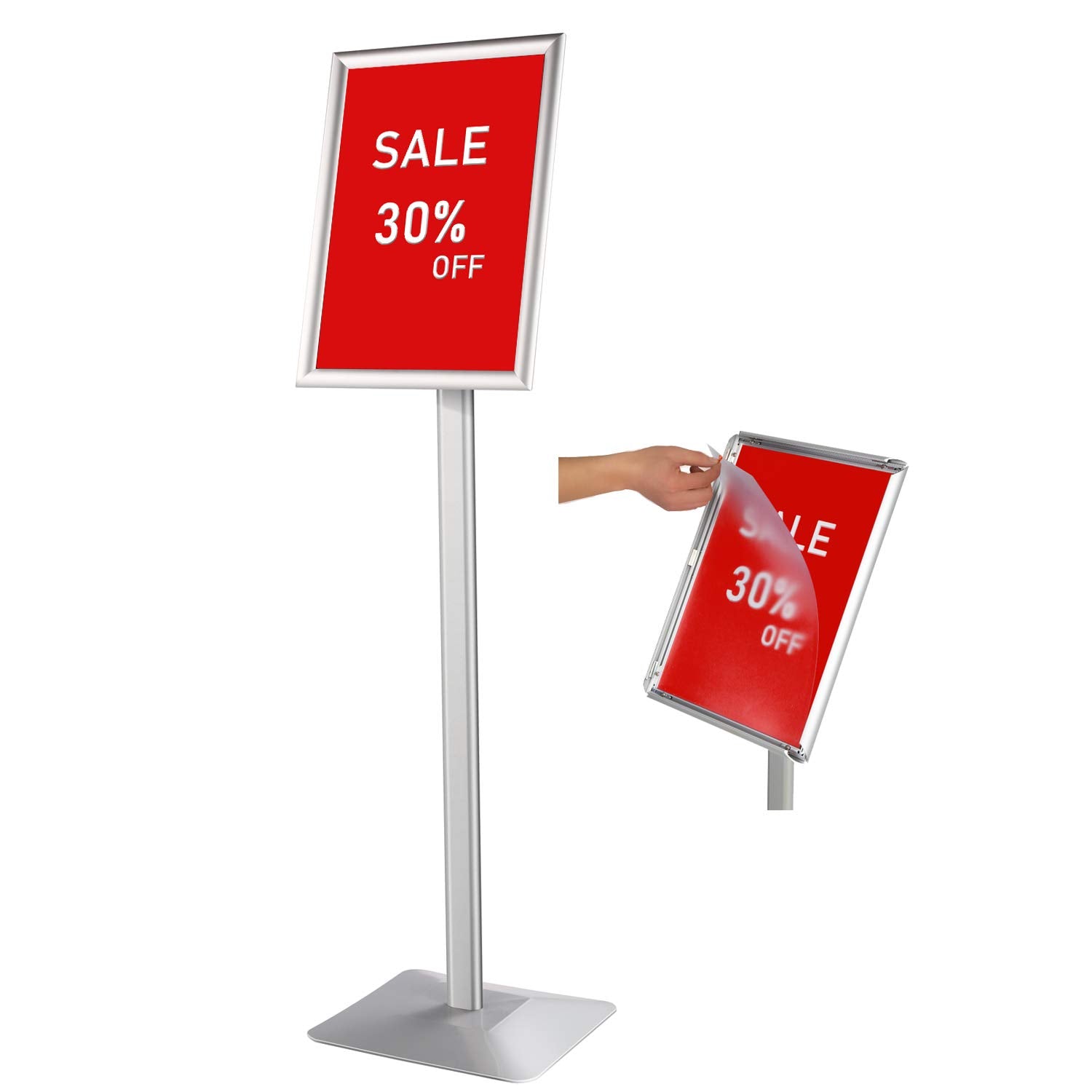 Displaysworker Adjustable Heavy Duty Pedestal Sign Holder Floor Stand,Sign Stand Poster Stand Aluminum Snap Open Frame,Standing