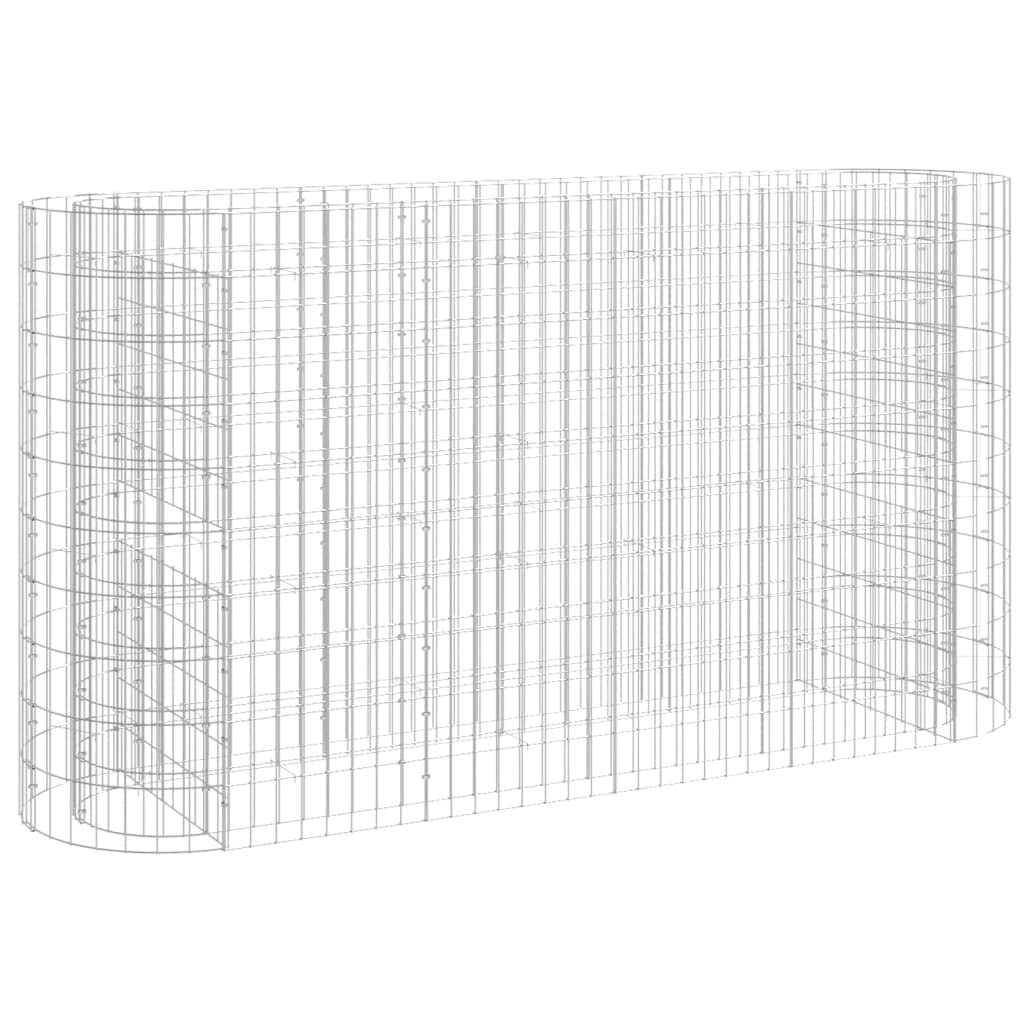 vidaXL Gabion Raised Bed - Galvanized Iron Construction for Garden and Patio - Robust, Proof and Weather - Silver