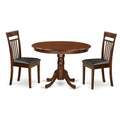 East West Furniture HLCA3-MAH-LC 3 Piece Kitchen Table Set for Small Spaces Contains a Round Dining Room Table with Pedestal and 2 Faux Leather Upholstered Chairs, 42x42 Inch, Mahogany