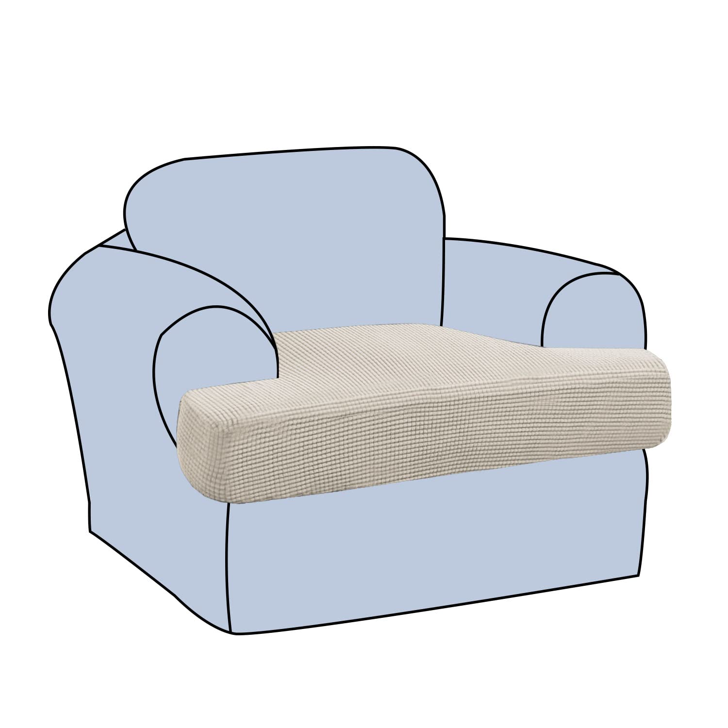 H.Versailtex Stretch T Cushion Chair Sofa Slipcover T Cushion Covers For Living Room Armchair Couch Cover T Cushion Slipcover Seat Cover With Elastic Bands Thicker Jacquard Fabric, Island Fossi