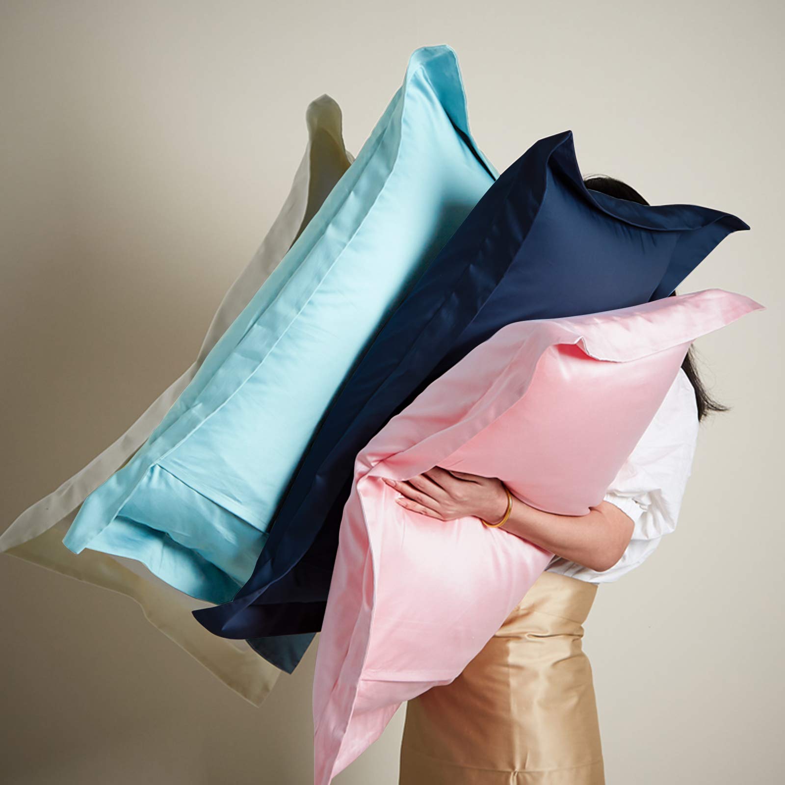 Ntbay 2 Pack 500 Thread Count 100% Egyptian Cotton King Pillow Shams, Super Soft And Breathable Oxford Pillowcases For Bed, 20X36 Inches, Aqua