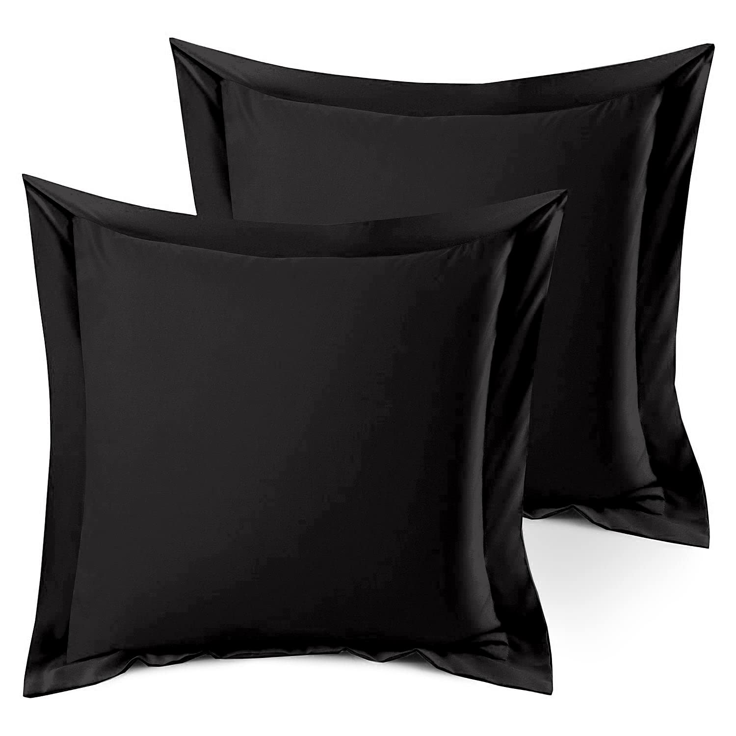 Precious Star Linen Pillow Shams Set Of 2 Black European Square 26X26 Inch 600-Tc 100% Egyptian Cotton Pack Of 2 Euro Black Sham