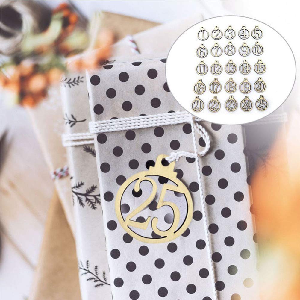 Christmas Calendar Tags, 1 To 25 Wooden Number For Christmas Advent Calendar Countdown, Wooden Number Pendants For Diy Craft Gif