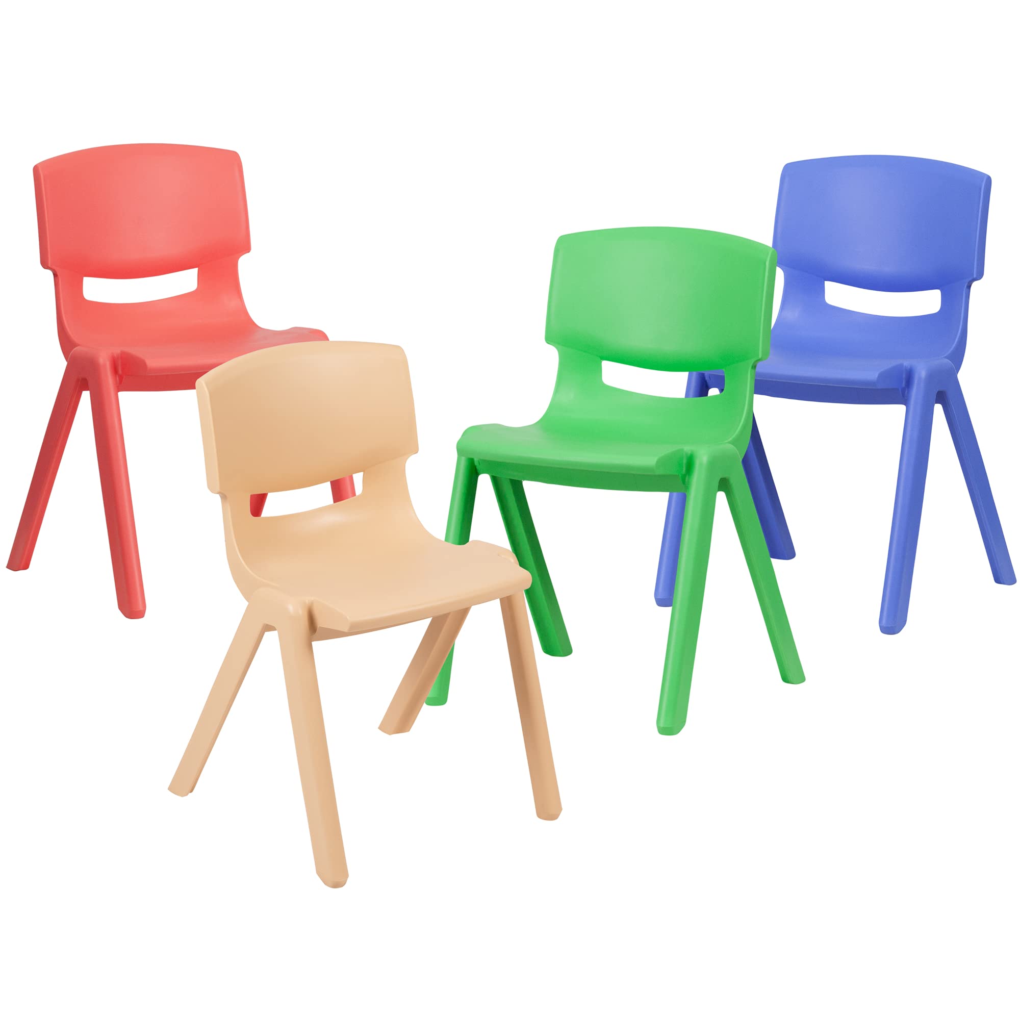 Flash Furniture Whitney 4 Pack Plastic Stackable School Chairs with 13.25 Seat Height, Assorted Colors