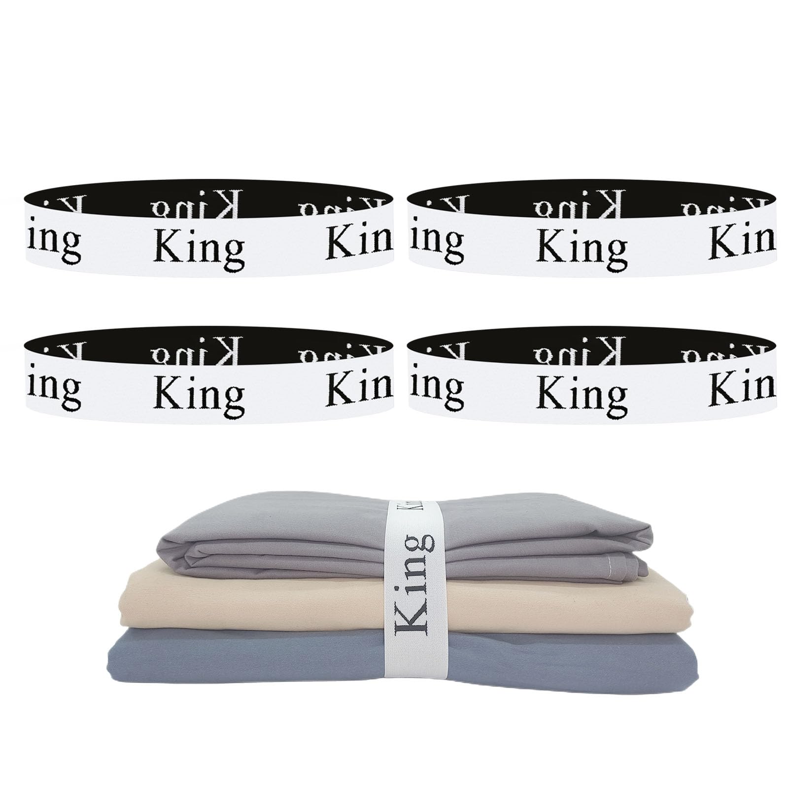 Yermivie 4 Pieces Bed Sheet Organizer Bands, Sheet Organizers And Storage Label Bands, Sheet Label For Bedding, Sheets Organizer