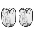 Linloom Nylon Collapsible Laundry Hamper Cartoon Design Space Saving Foldable Kids Laundry Basket Breathable Mesh Sides Carry Ha