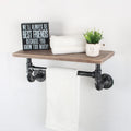 Industrial Pipe Shelf Bathroom Shelves Wall Mounted,19.6in Rustic Wood Shelf with Towel Bar,1 Tier Farmhouse Towel Rack Over Toi