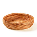 amololo Hadewoven Round Rattan Fruit Basket Wicker Food Tray Weaving Storage Holder Dinning Room Bowl, 7   Decorative Natural Ba