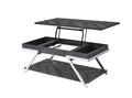 Steve Silver Co Roma Lift-Top Cocktail Table, Living Room, Silvershield® Tops, Undertop Storage Space, Bottom Shelf, Chrome Legs, Contemporary Style, 47.5" D x 24" W x 19.25" H, Black/Chrome