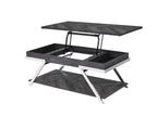 Steve Silver Co Roma Lift-Top Cocktail Table, Living Room, Silvershield® Tops, Undertop Storage Space, Bottom Shelf, Chrome Legs, Contemporary Style, 47.5" D x 24" W x 19.25" H, Black/Chrome