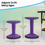 Flash Furniture Carter Adjustable Height Kids Active Stool - Flexible Purple Stool For Classroom And Home - Non-Skid Bottom - Rubberized Seat - 14&Quot; - 18&Quot; Seat Height