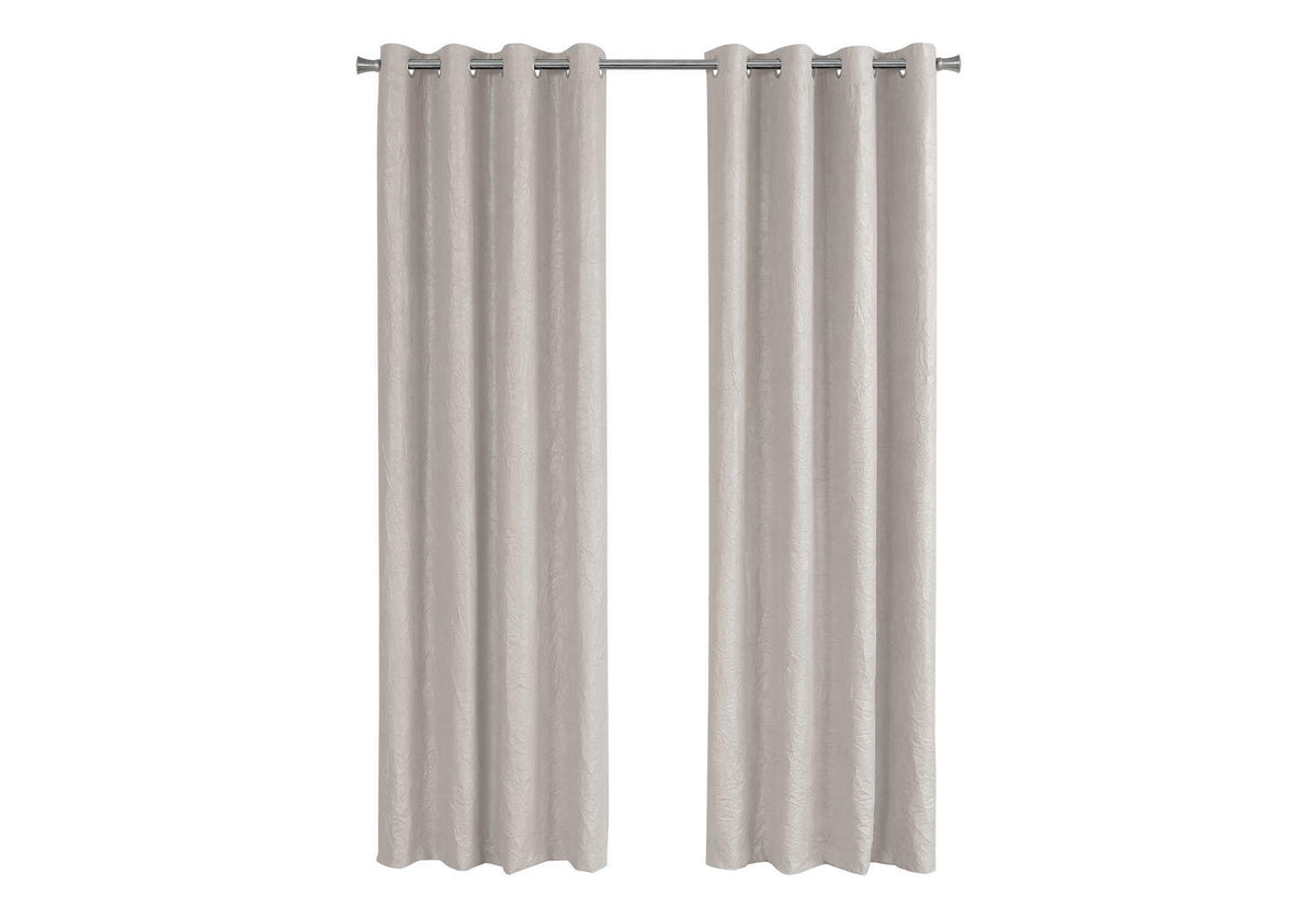 Monarch Specialties Curtain Panel Room Darkening, Micro Suede, Wrinkled Finish 95&quot;H Ivory