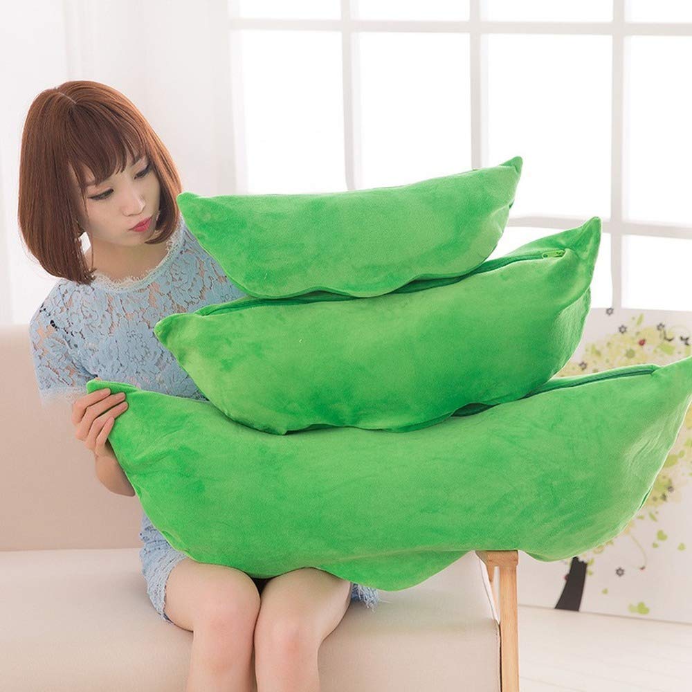 Giant Peas In A Pod Plush Toy Pea Pod Pillow Cute Pea Stuffed Toys Plant Doll Various Sizes (Yellow Beans,15.7'/40Cm)