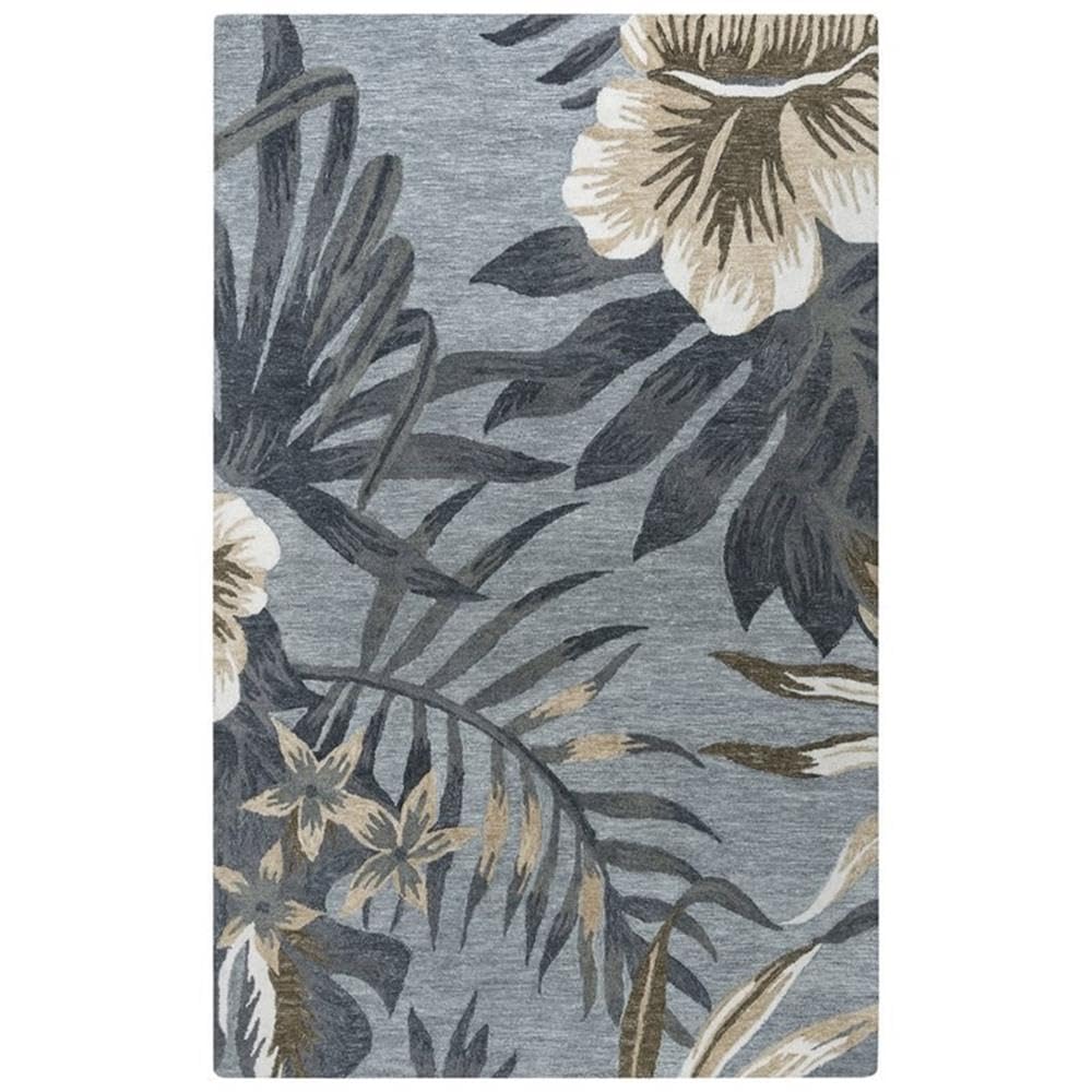 Mirage 5' X 7'6&quot; Floral Blue/Blue/Beige/Brown Hand Tufted Rug