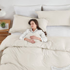 Hearth & Harbor Off White Duvet Cover King Size - 3 Piece King Duvet Cover Set, Soft Double Brushed King Duvet Covers With Butto