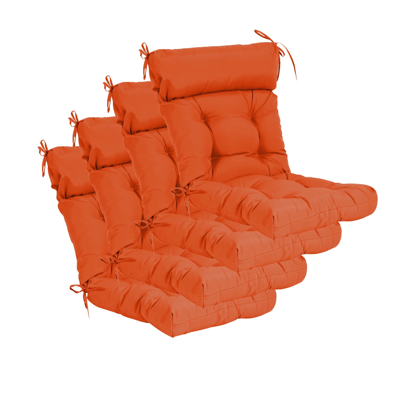 Qilloway Indoor/Outdoor High Back Chair Cushion,Spring/Summer Seasonal All Weather Replacement Cushions. (Orange)