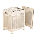 Rolling Laundry Hamper with Wheels and Handles, Large Plastic Storage Basket with Hollow Ventilated Design for Clothes, Toys, To