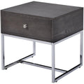 Acme Iban End Table in Gray Oak and Chrome