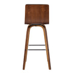 HomeRoots Wood, Faux Leather/Leatherette, Stainless Steel 26â€ Gray Faux Leather Wooden Swivel Bar Stool