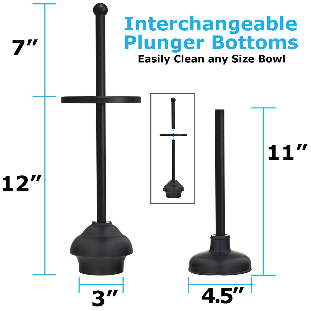 Blue Donuts Toilet Brush And Plunger Set With Holder, Modern Black Bathroom Accessories Toilet Plunger And Toilet Bowl Brush Com
