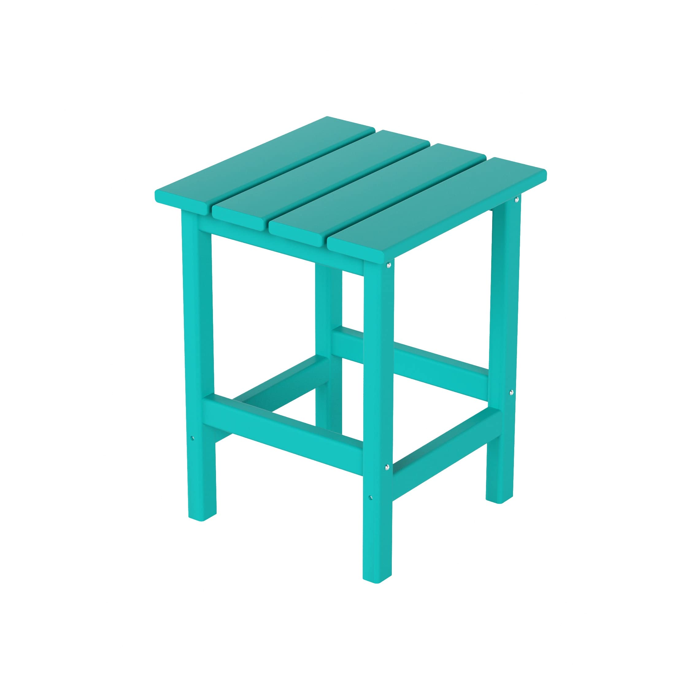 Costaelm Square Outdoor Side Tables, Adirondack Patio Tables For Outside, Hdpe Patio End Table Weather Resistant, Balcony Table For Pool, Seaside, Backyard, Porch, Indoor Companion, Turquoise