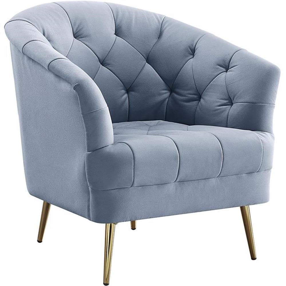 Acme Bayram Velvet Tufted Chair in Light Gray