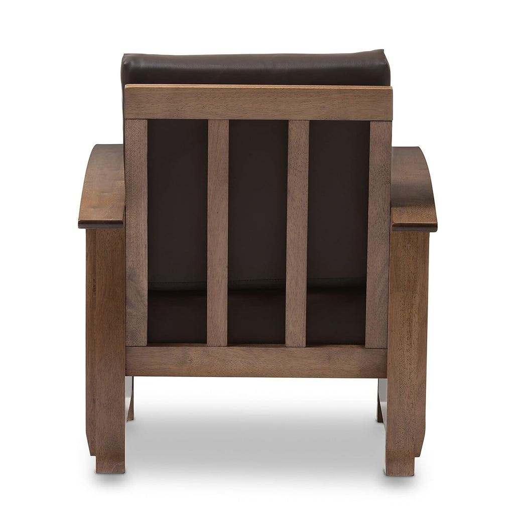 Baxton Studio Charlotte Faux Leather Chair, Dark Brown and Walnut Brown (125-6900-HiT)