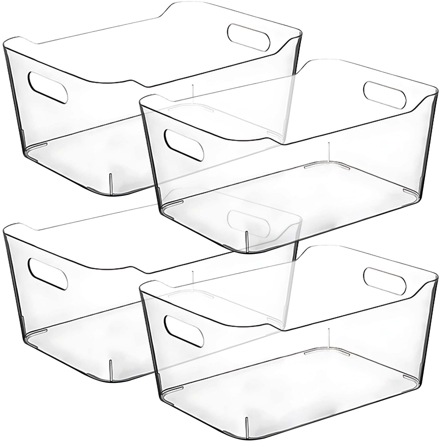Clear Plastic Storage Bins For Kitchen Organization Or Pantry Organizers And Storage, Freezer Fridge Organizer Storage Container