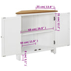 vidaXL Solid Oak Wood Corner Cabinet, Natural Finish Top, White Painted Body, Unique Wood Grain Details, 2 Shelves Storage, Farmhouse Style, Dimensions 31.5"x13.2"x30.7"