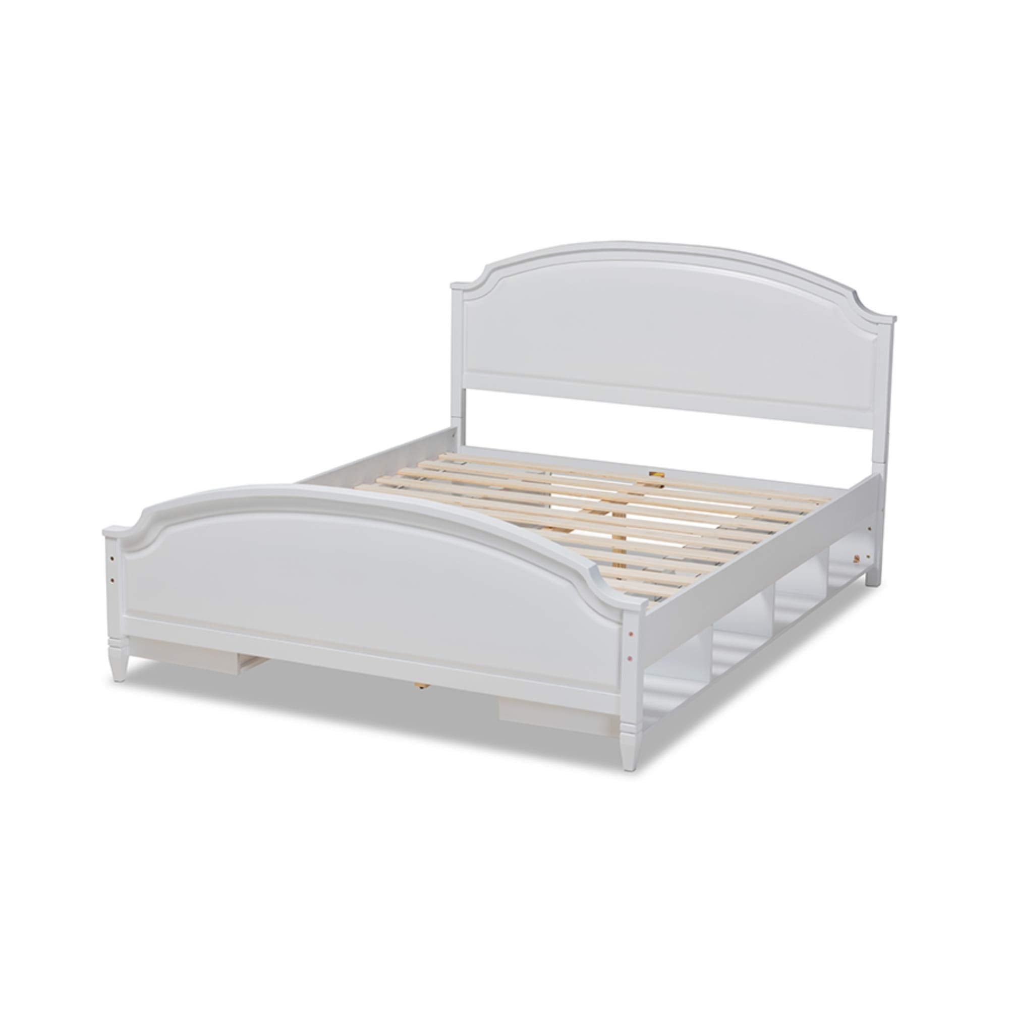 Baxton Studio Elise Classic and Traditional Transitional White Finished Wood Full Size Storage Platform Bed