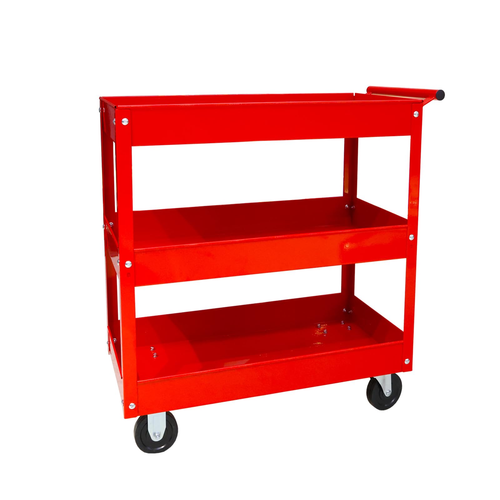 Torin Aptc302B Steel Tool Service Push Cart With 3 Shelves And 200 Lb Capacity, Red
