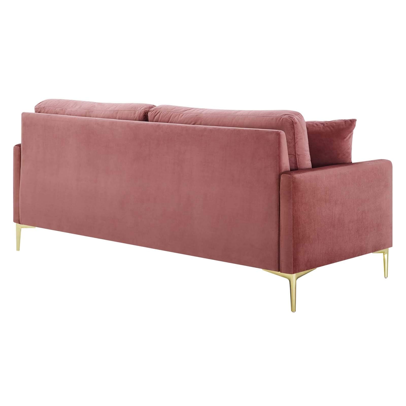 Modway Juliana Performance Velvet Upholstered Sofa in Dusty Rose